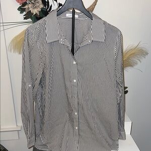 Calvin Klein Black & White Striped Women’s Button-Up Shirt